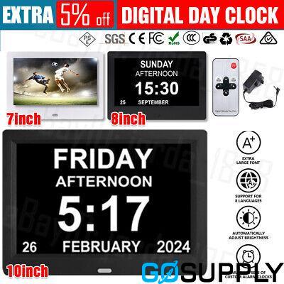 10inch LED Dementia Digital Calendar Clock Alarm Extra Large 