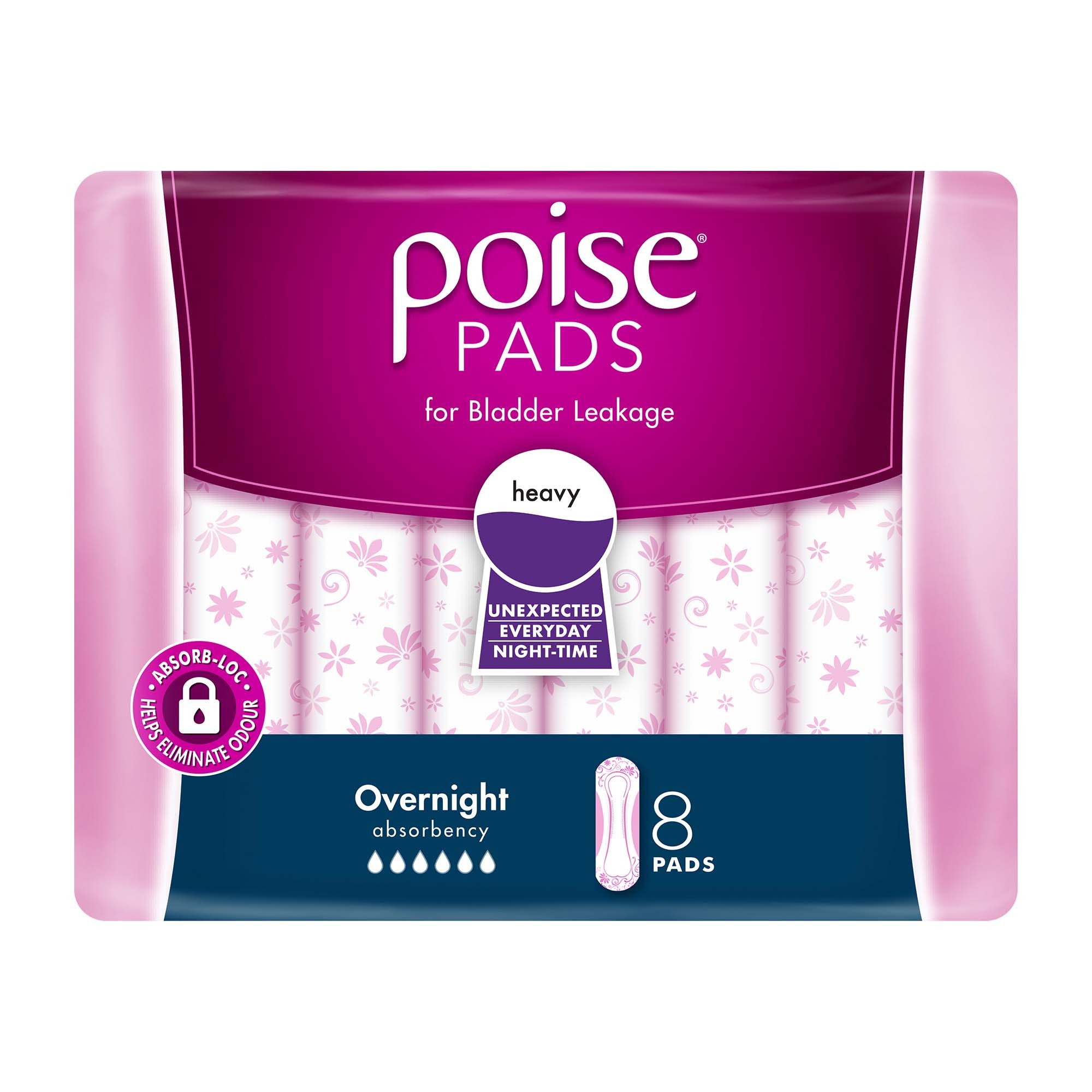 POISE PADS OVERNIGHT 8