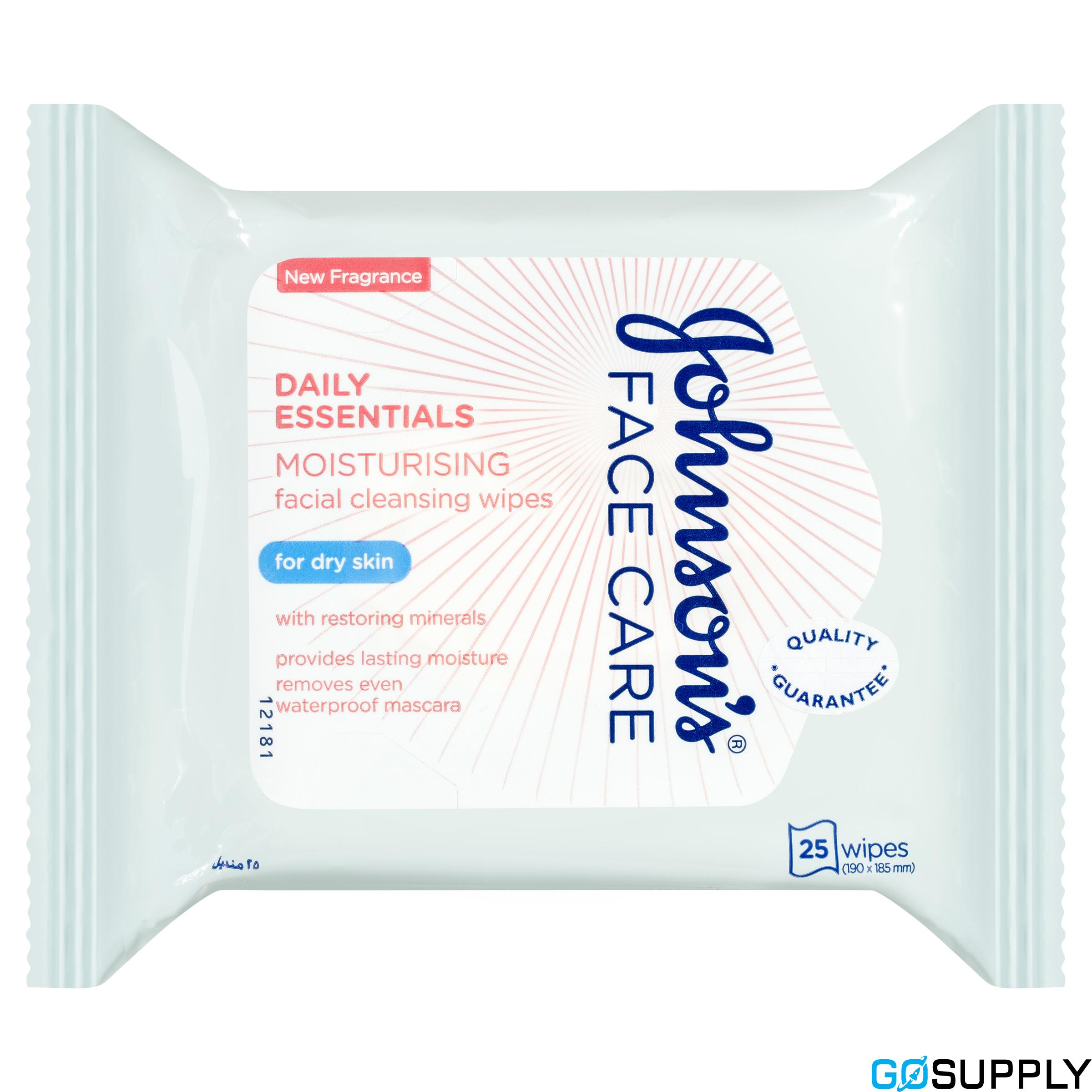 Johnson's Face Care Daily Essentials Moisturising Dry Skin Wipes - Pack Size: 25 Pack