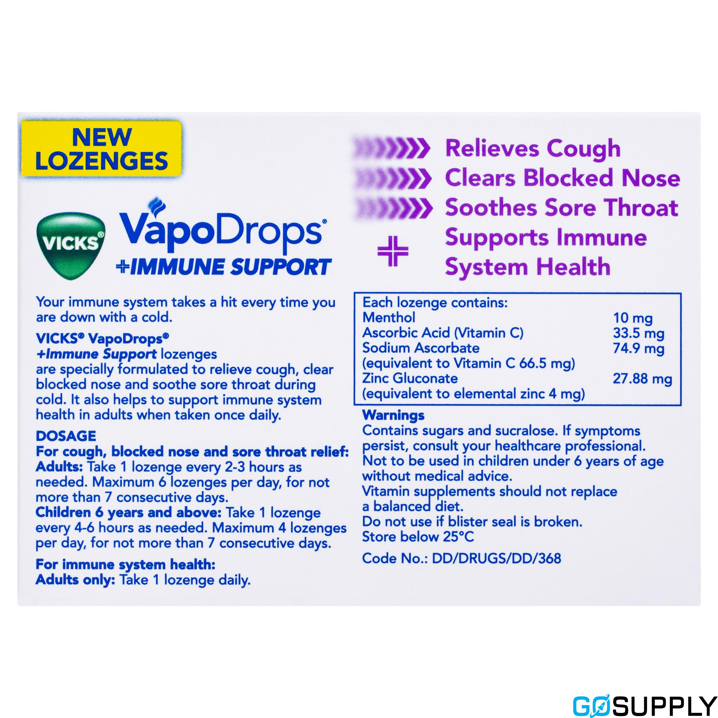 Vicks VapoDrops Immune Support - Flavor: Blackcurrant Pack Size: 16pk Flavor: Blackcurrant Pack Size: 16pk