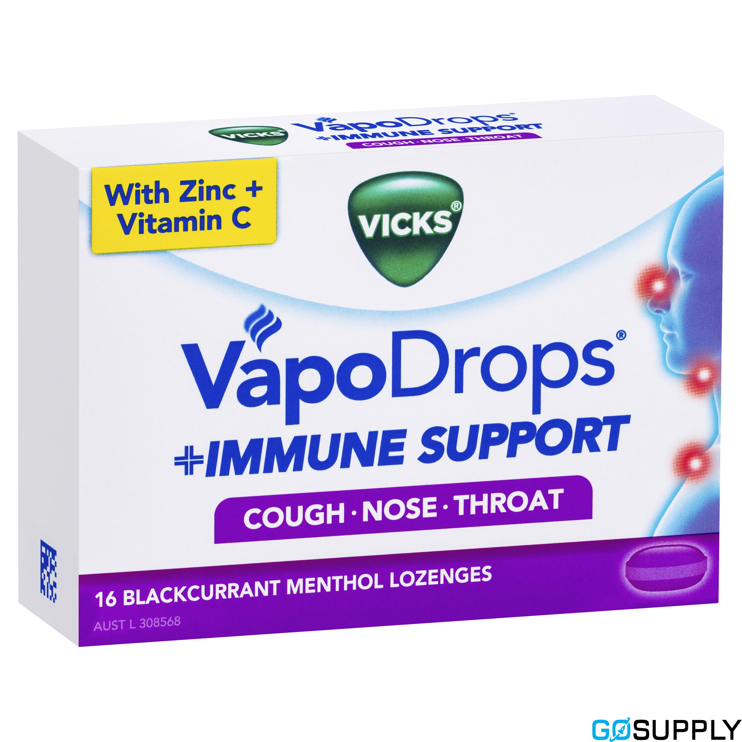 Vicks VapoDrops Immune Support - Flavor: Blackcurrant Pack Size: 16pk Flavor: Blackcurrant Pack Size: 16pk