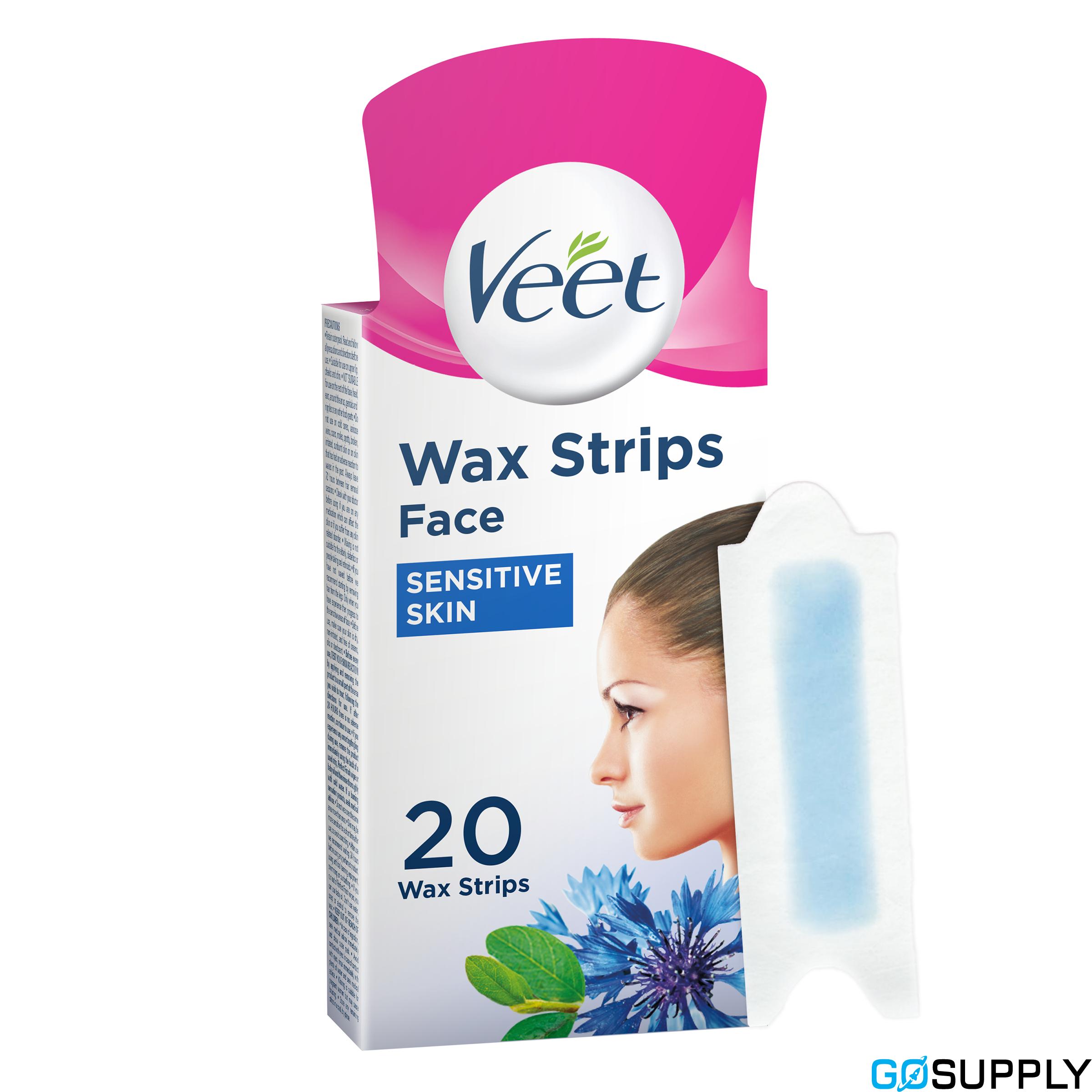 Veet Easy-Gel Face Wax Strips For Sensitive Skin Almond Oil 20 Wax Strips 4  Perfect