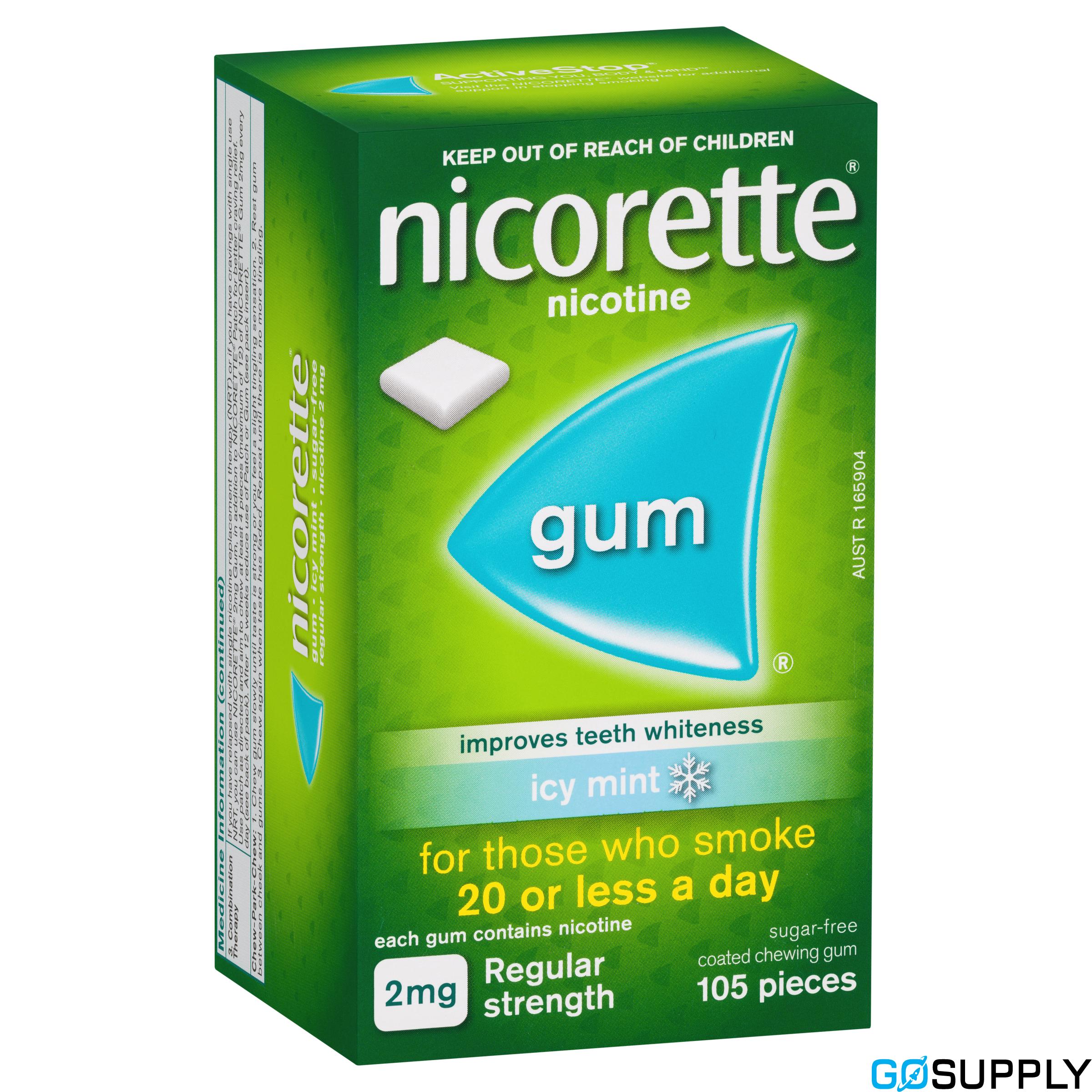 Nicorette Quit Smoking Nicotine Gum Icy Mint 2mg Regular Strength 105 Pack 2185