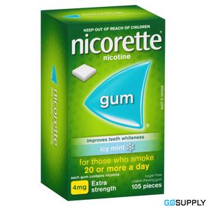 Nicorette Quit Smoking Nicotine Gum Icy Mint Extra Strength 105 Pack