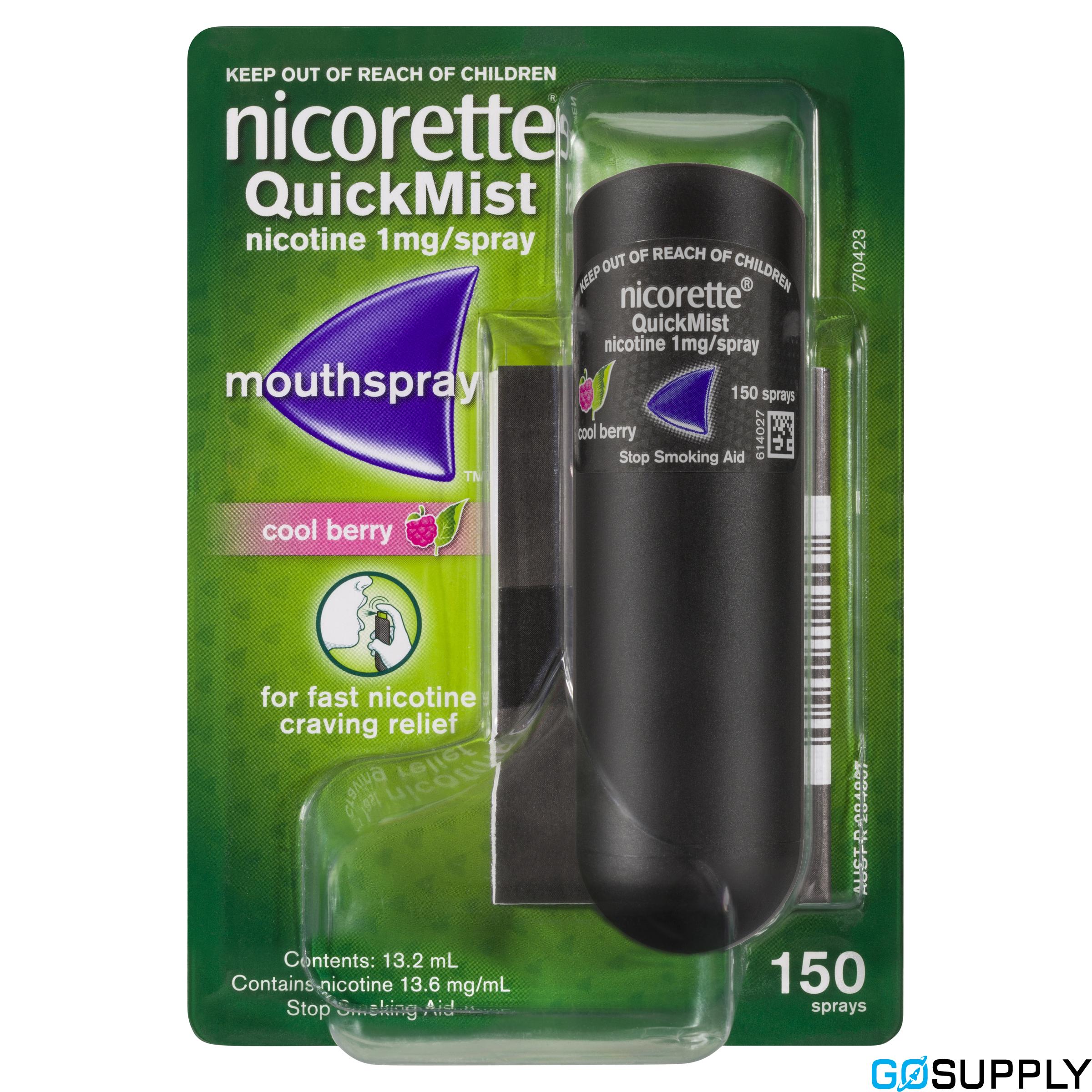 Nicorette Quit Smoking QuickMist Mouth Spray Cool Berry 150 Sprays