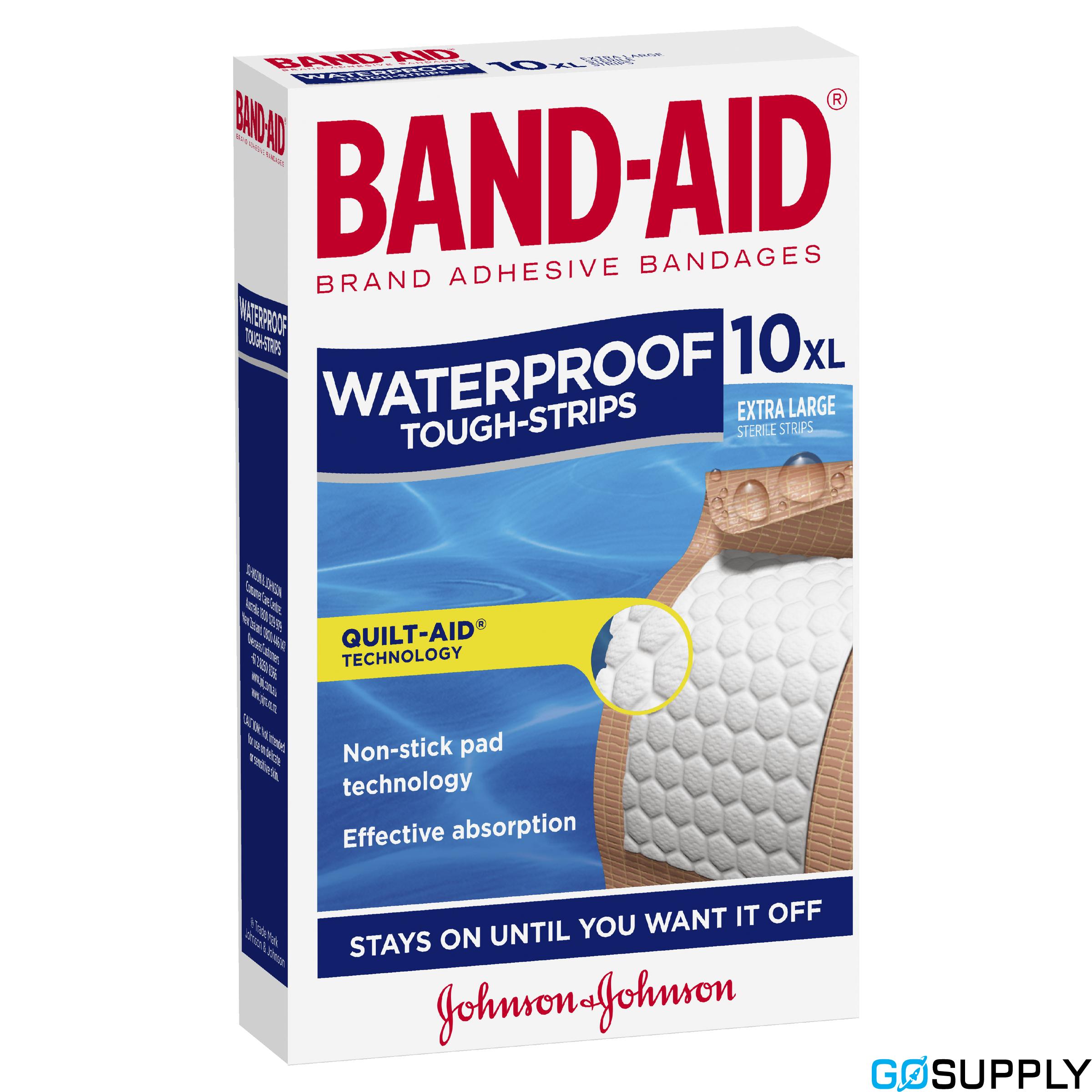 Band-Aid Waterproof Tough Strips - Type: Extra Large Pack Size: 10 Pack Size: Extra Large Pack Size: 10 Pack