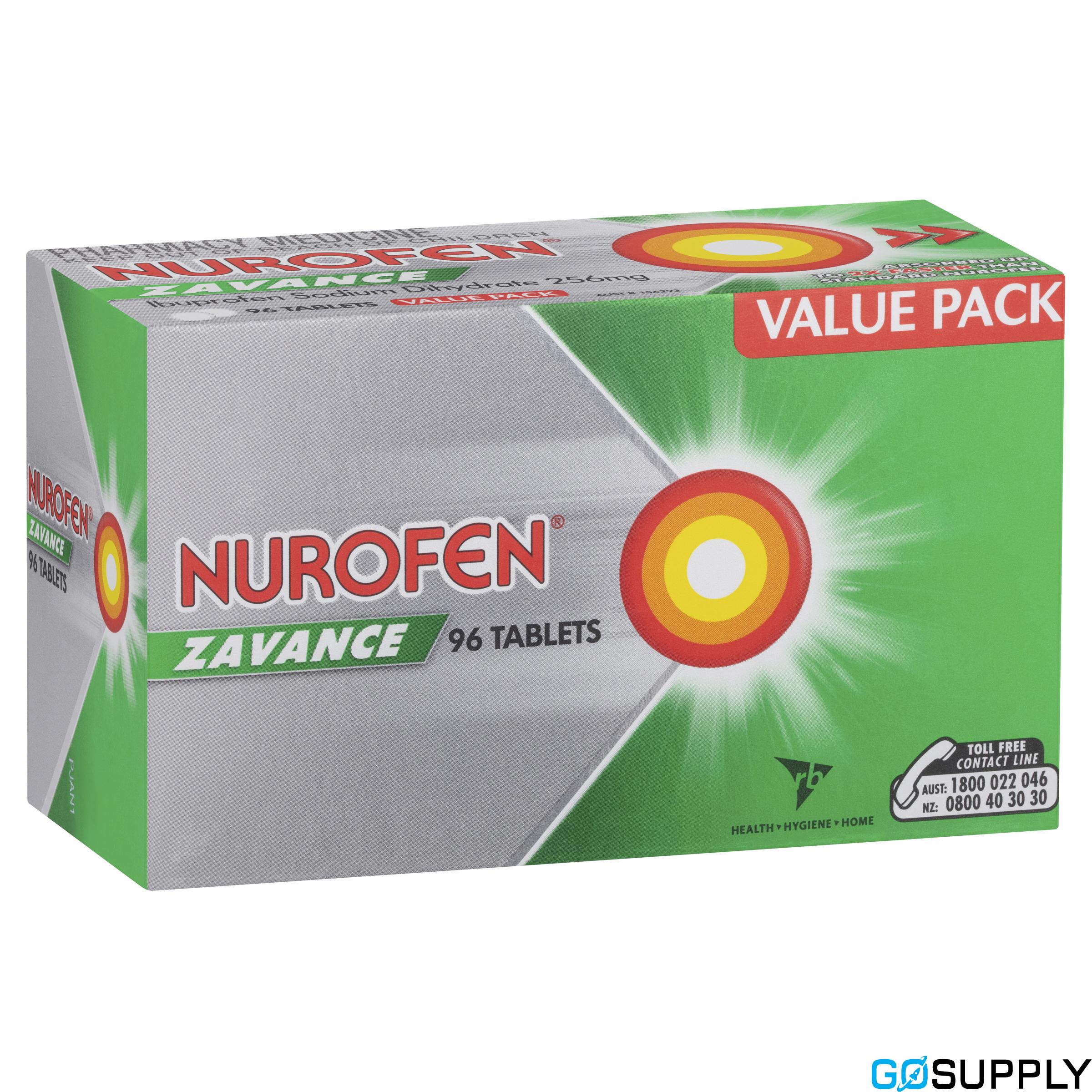 Nurofen Zavance Fast Pain Relief Tablets 256mg Ibuprofen 96 Pack