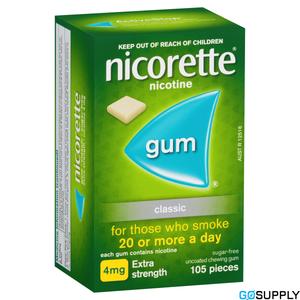 Nicorette Quit Smoking Nicotine Gum - Flavour: Classic Strength: 4mg Extra Strength Pack Size: 105 Pack