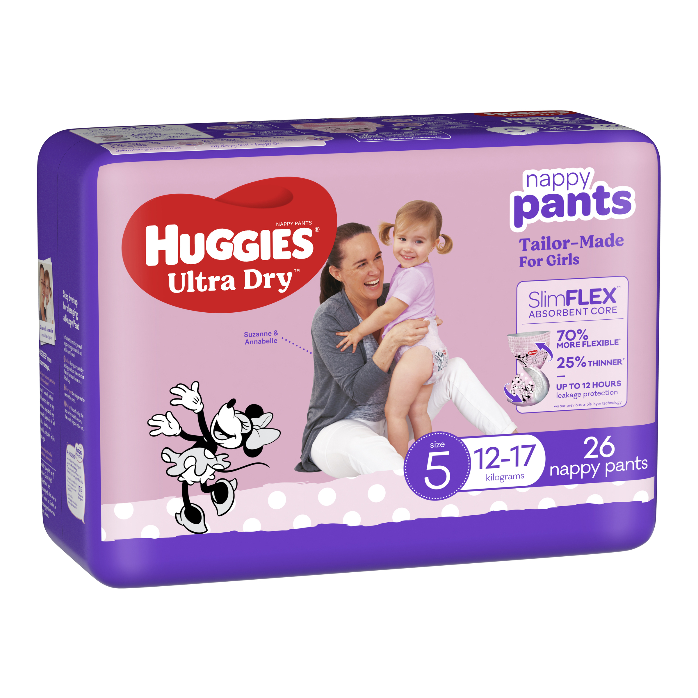 Huggies Ultra Dry Nappy Pants Girl Size 5 (12-17kg) 26 Pack