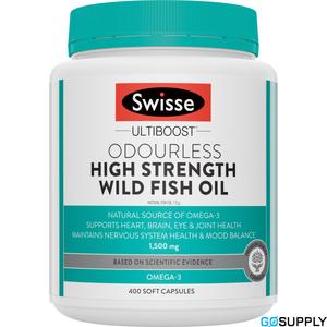 Swisse Ultiboost Odourless High Strength Wild Fish Oil - Strength: 1500mg Pack Size: 400 capsules - Packet (400 Single)