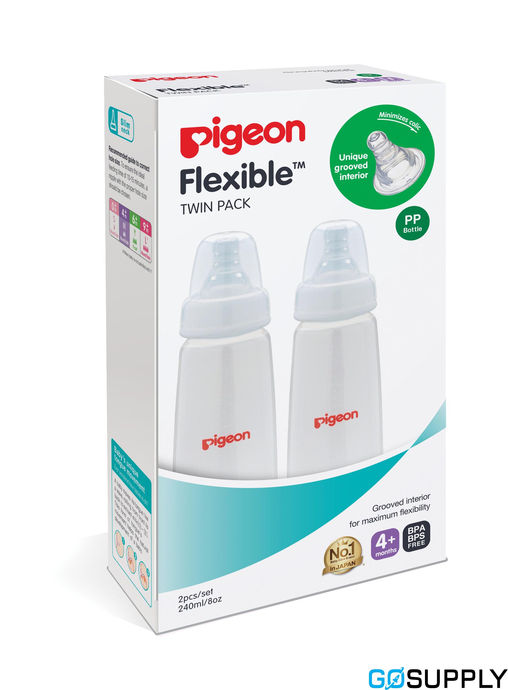 Pigeon Slim Neck PP Baby Feeding Bottle - Pack Size: 2 x 240mL