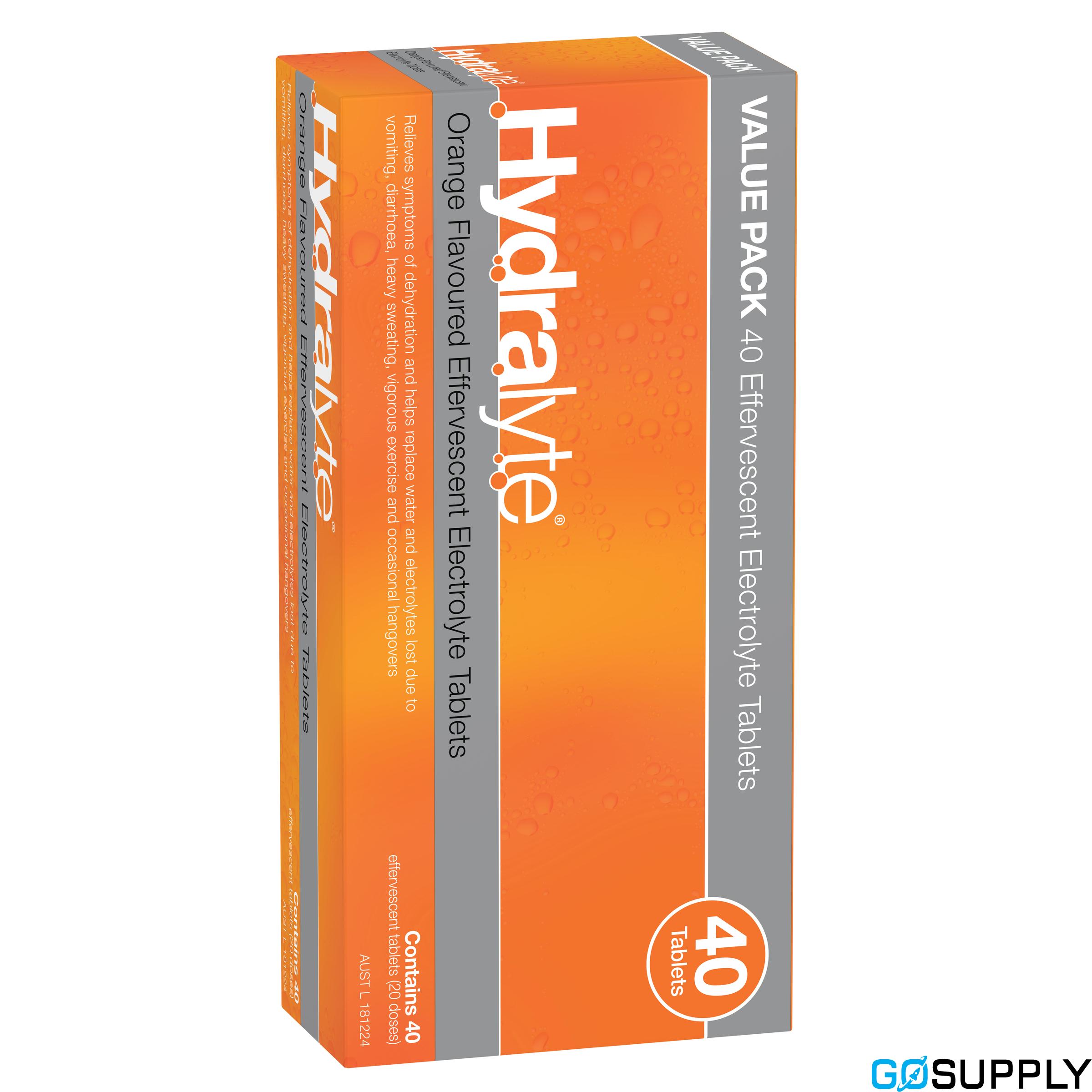 Hydralyte Effervescent Electrolyte Tablets Orange 40 Tablets