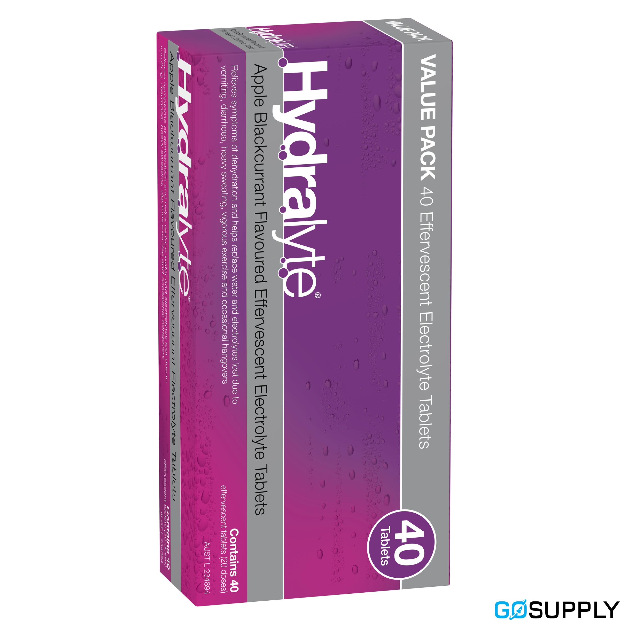 Hydralyte Effervescent Electrolyte Tablets Apple Blackcurrant 40 Tablets