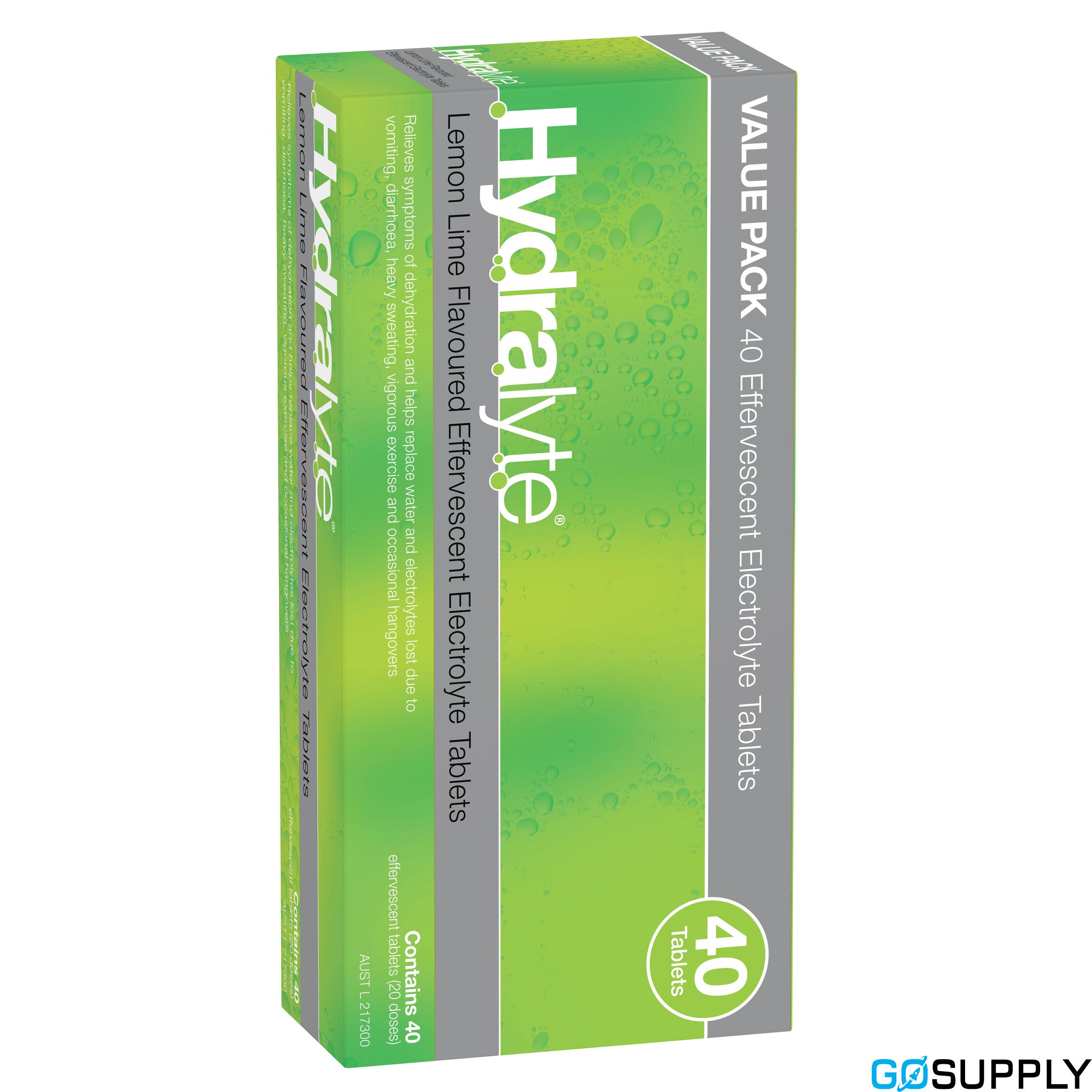 Hydralyte Effervescent Electrolyte Tablets - Flavor: Lemon Lime Quantity: 40 Tablets