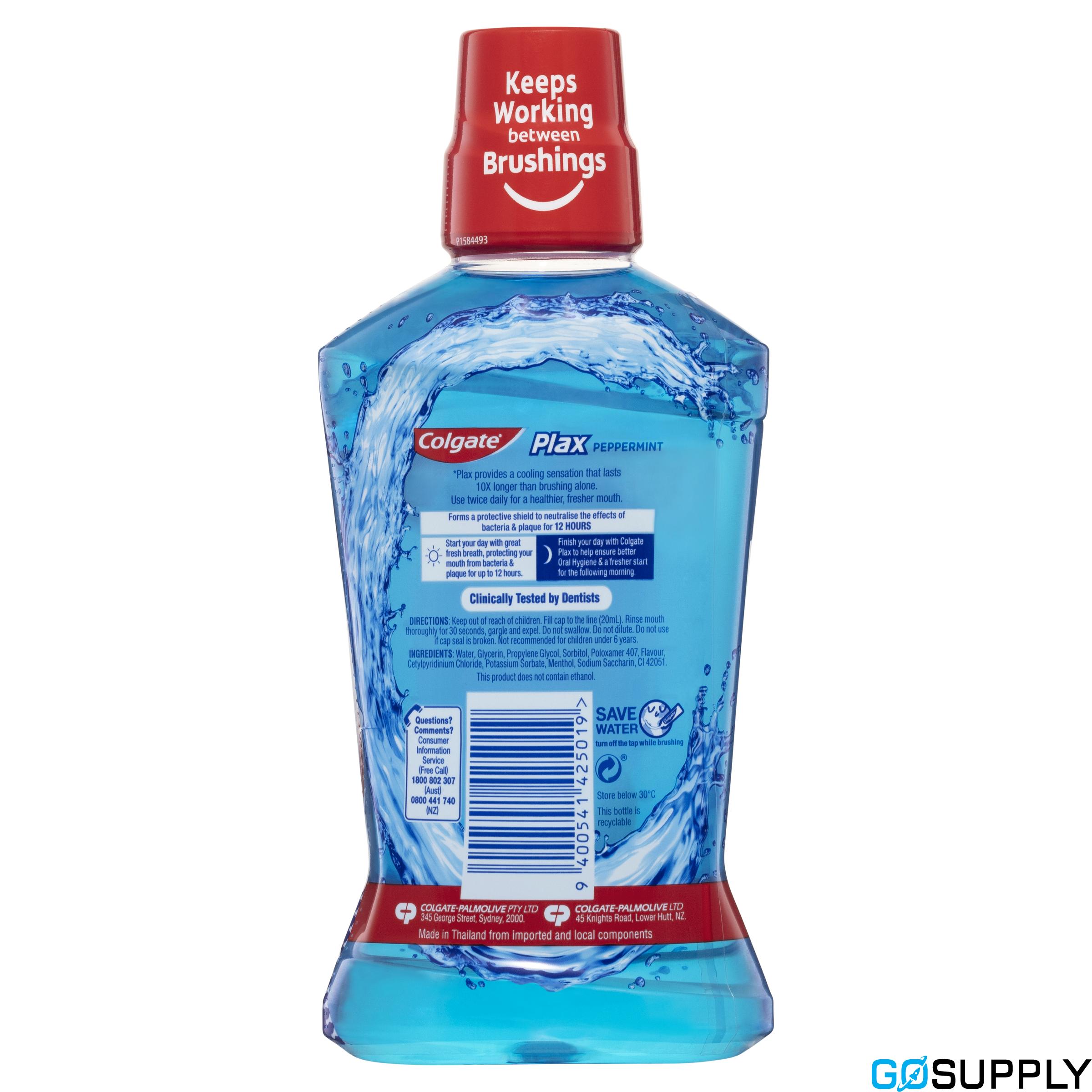 Colgate Plax Mouthwash - Type: Antibacterial Alcohol Free Flavour: Peppermint Volume: 500mL