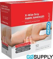 AERO FABRIC X-WIDE STRIPS LATEX FREE FABRIC DRESSING - Pack Size: 50 - Packet (50 Single)