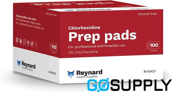 Alcohol and Chlorhex - Prep Pads - 70% ALC & 2% CHG 4.5 X 8.5CM - Pack 100