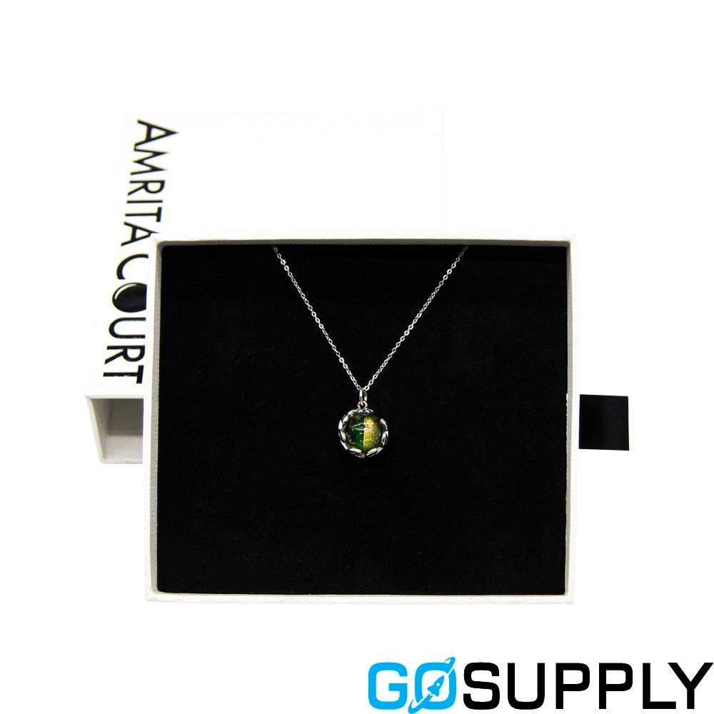 Amrita Court Aroma Necklace - Design: Planet Aurum Verdant (Golden Green) Material: White Gold Essential Oil: Purify Essential Oil 10ml