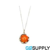 Amrita Court Aroma Necklace - Design: Planet Solstice Sunburst (Bright Red) Material: White Gold Essential Oil: Purify Essential Oil 10ml