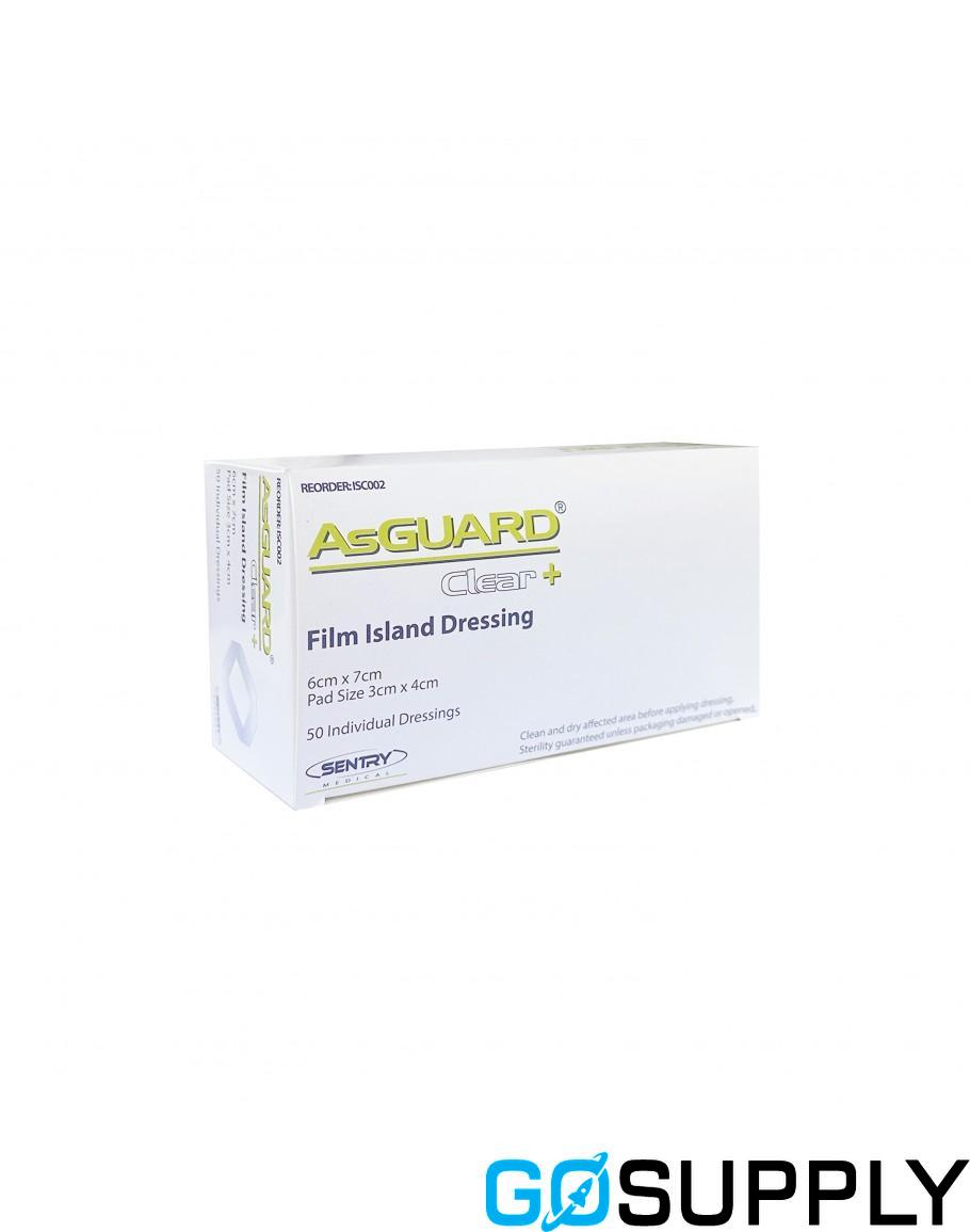 AsGUARD Clear+ Film Island Waterproof Sterile Dressing - Size: 6x7cm