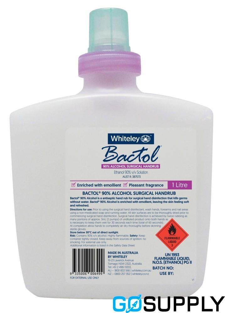 BACTOL 90% ALCOHOL SURGICAL HANDRUB - Volume: 1LT