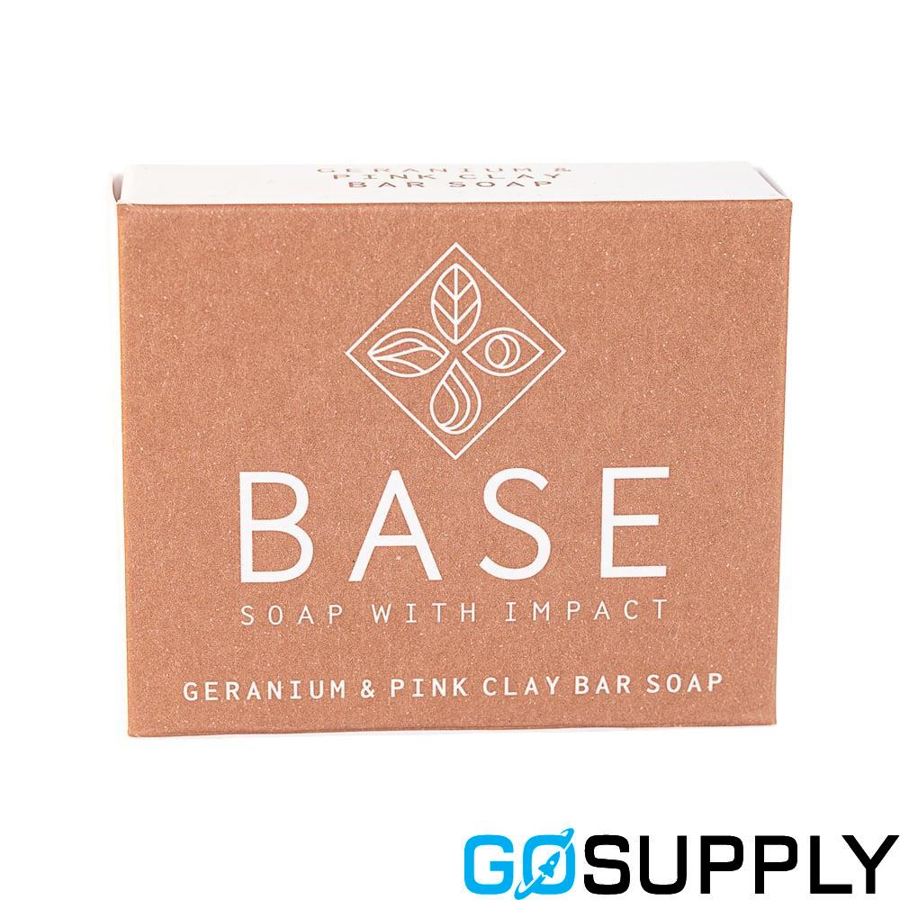 Base (Soap With Impact) Soap Bar - Weight: 120g Fragrance: Geranium & Pink Clay Packaging: Boxed