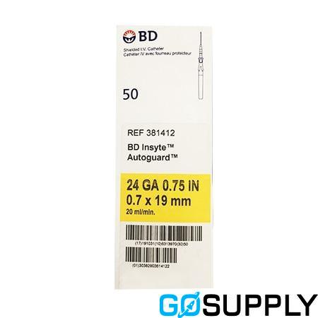 CATHETER IV INSYTE AUTOG BC - Color: Yellow Gauge: 24G Length: 0.75" Sterility: Sterile