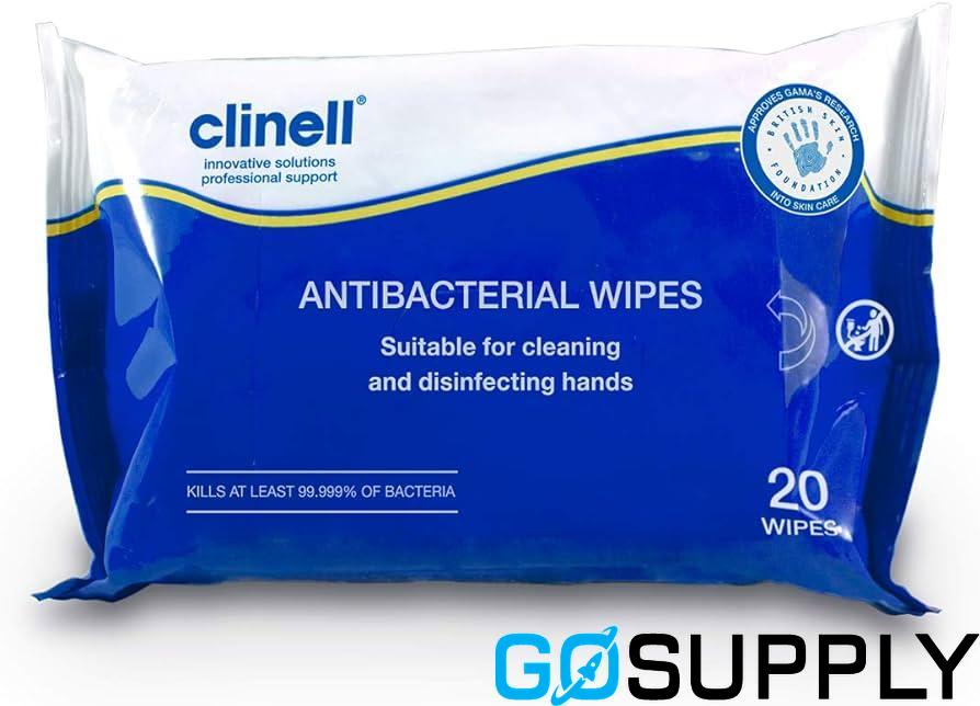 Clinell Antibacterial Hand Wipes Indiviudally Wrapped 100 Count, Pack of 1