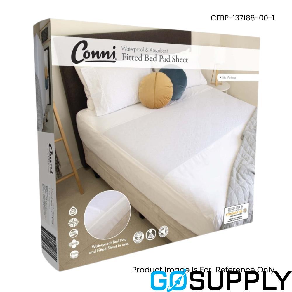 Conni Fitted Bed Pad Sheet - King Single (White)