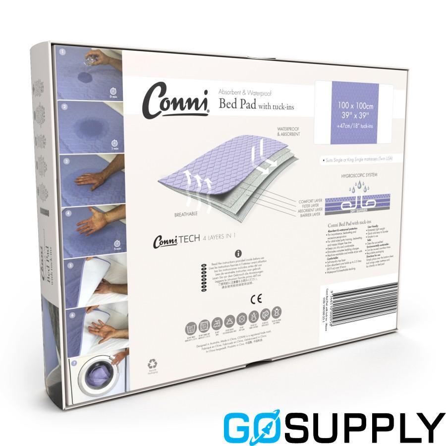 Conni Max Waterproof Bed Pad with Tuckins 1x1m 2400ml Mauve