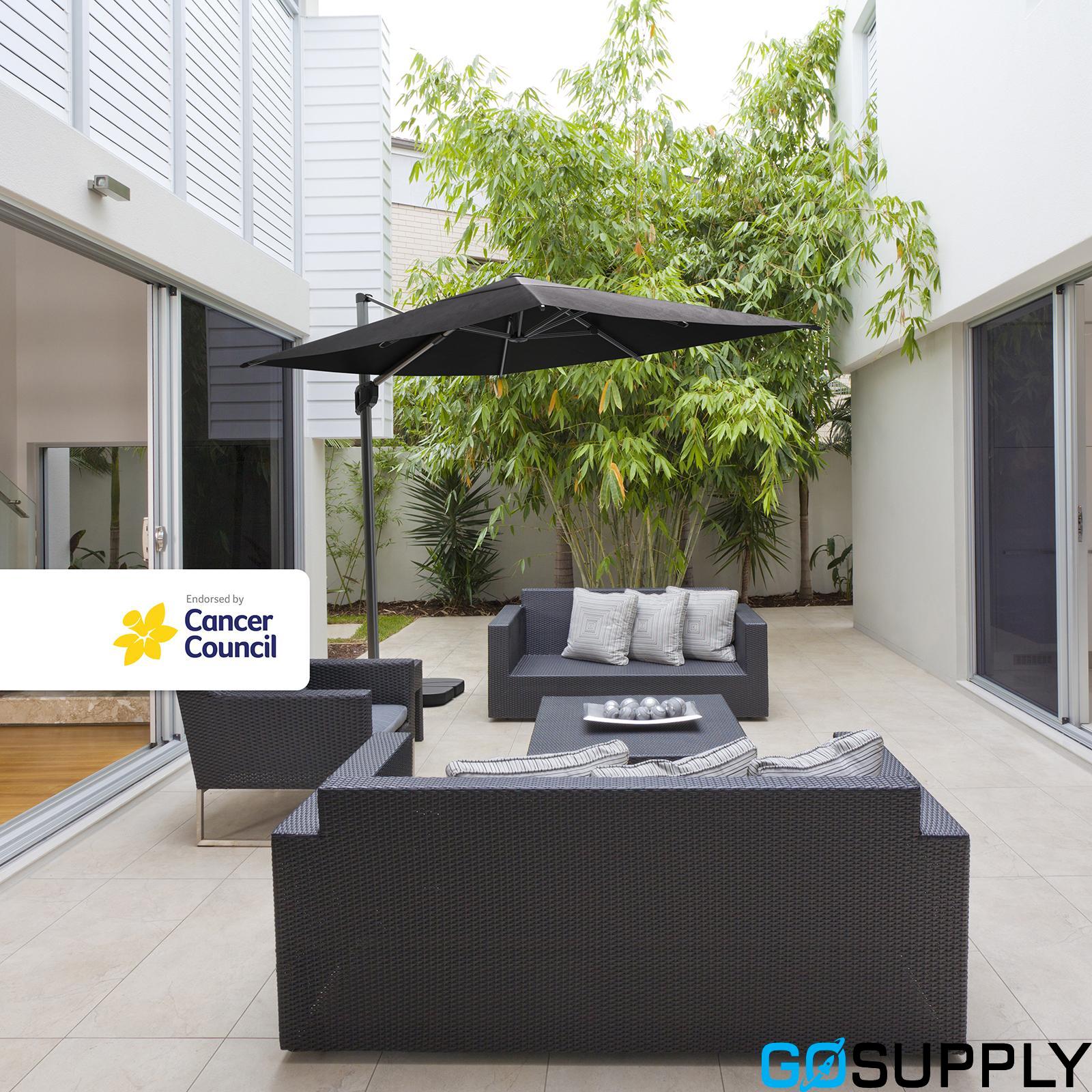 Coolaroo 2 x 3m Charcoal Rectangle Mindil Cantilever Umbrella