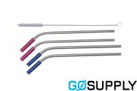 Cuisena Stainless Steel Straw Silicone Tips with Cleaning Brush Set of 4 Silver