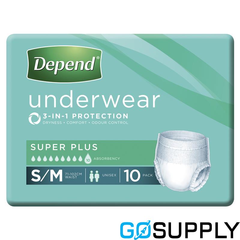 DEPEND UNDERWEAR SUPER UNISEX - Size: SMALL / MED Pack Size: 4 X 12 Size: SMALL / MED Pack Size: 4 X 12