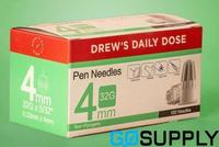 DREWS DAILY DOSE PEN NEEDLES - Gauge: 32G Length: 4MM - Packet (100 Single)