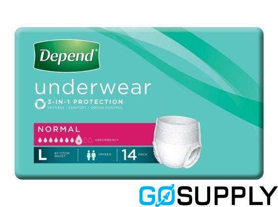 Depend Normal Underwear Large 97 127cm Unisex 850ml White