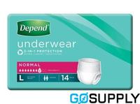 Depend Normal Underwear Large 97 127cm Unisex 850ml White - Pack (14 Single)