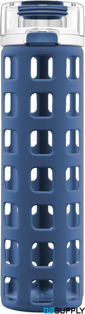 Ello Syndicate 20oz resuable glass water bottle - Colour: blue