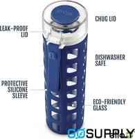 Ello Syndicate 20oz resuable glass water bottle - Colour: blue