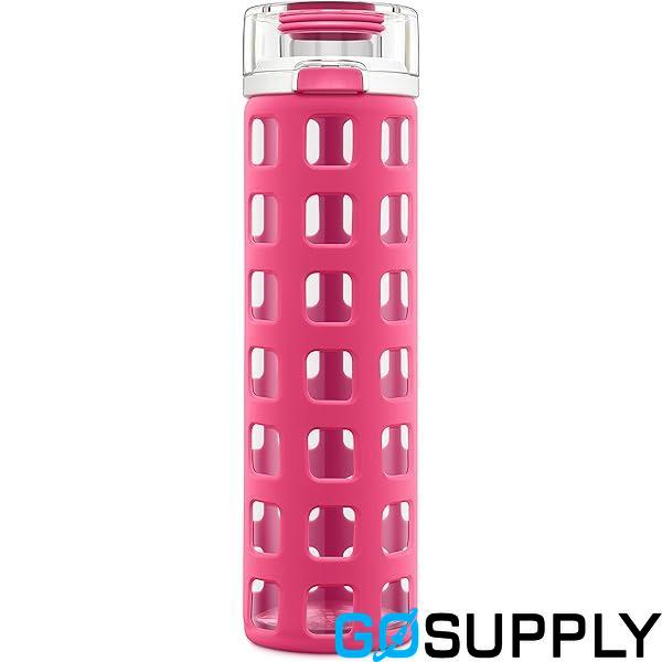 Ello Syndicate 20oz resuable glass water bottle - Colour: pink