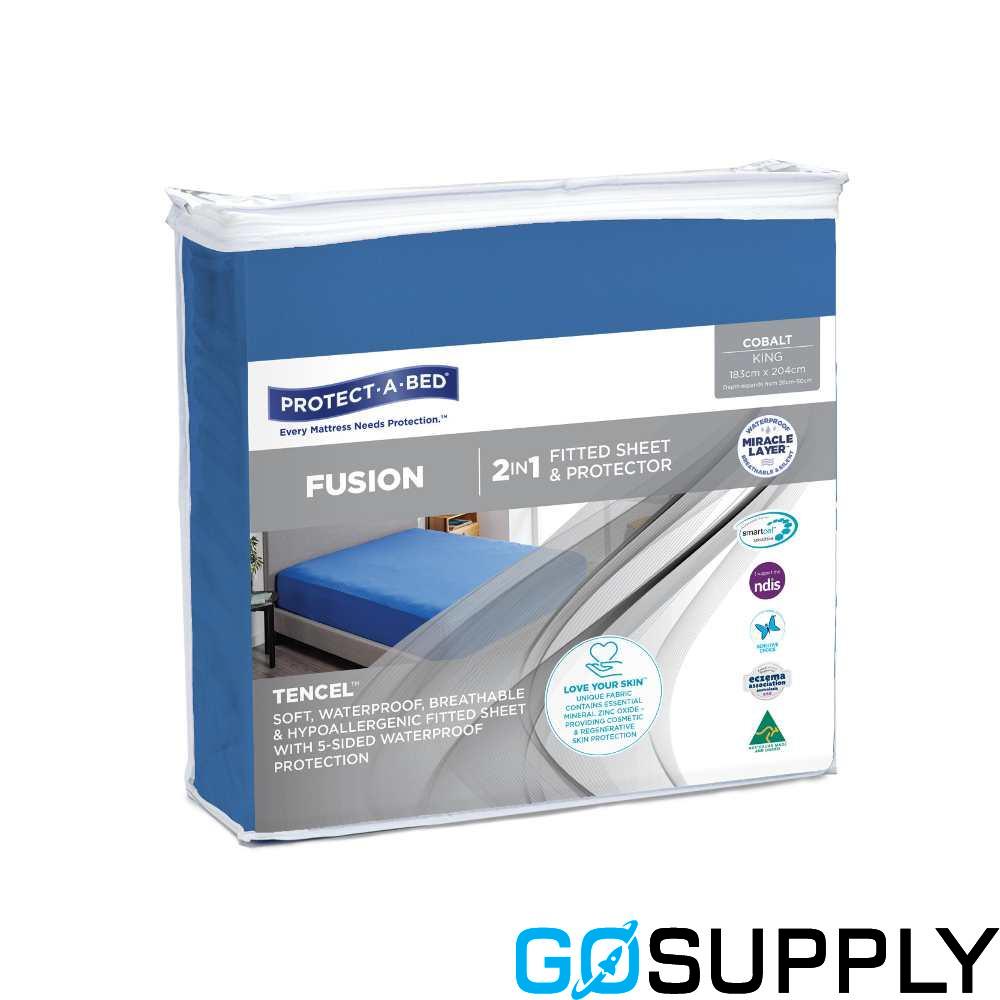 Fusion TENCEL™ Fitted Waterproof Sheets - Cobalt Sheet Set (King Single)