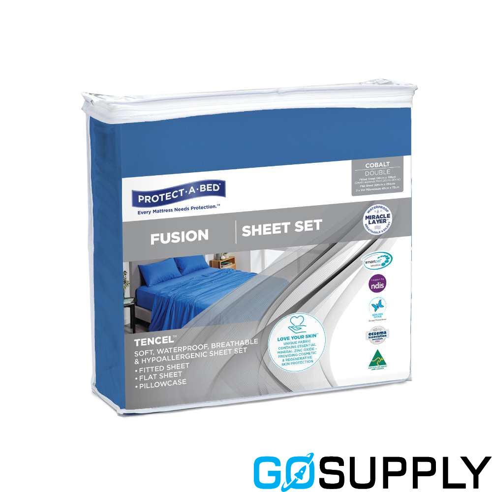 Fusion TENCEL™ Fitted Waterproof Sheets - Cobalt (Double)						