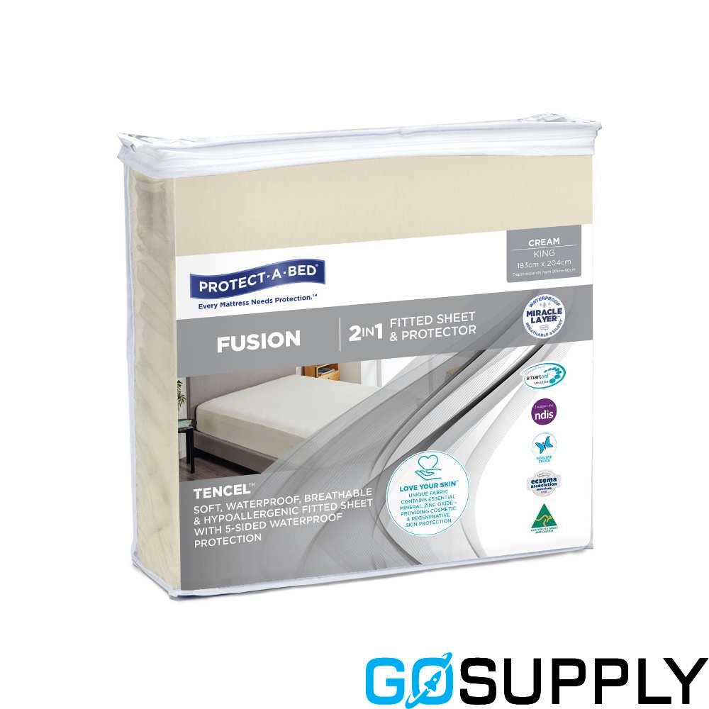 Fusion TENCEL™ Fitted Waterproof Sheets - Cream (Double)