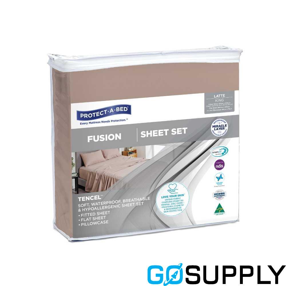Fusion Waterproof Sheet Set - Colour: Charcoal Size: Double