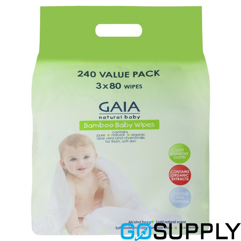 GAIA Natural Baby Bamboo Wipes - Pack Size: 240 Pack