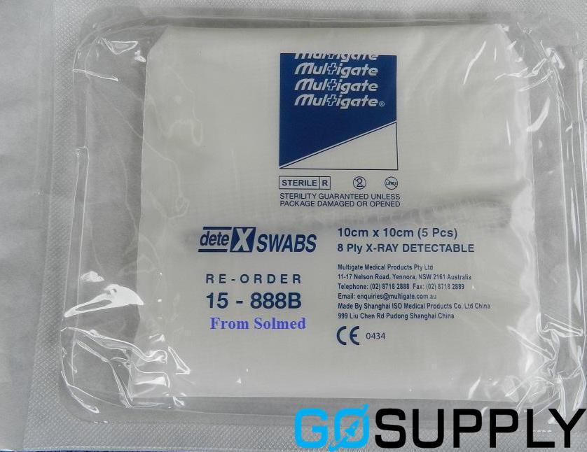 GAUZE SWAB - Size: 10cmx10cm Ply: 8 Ply Pack Size: 5PCS STER 50s