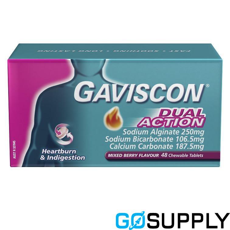 GAVISCON DUAL ACTION TABLETS - Flavour: Mixed Berry Pack Size: 48 Tablets