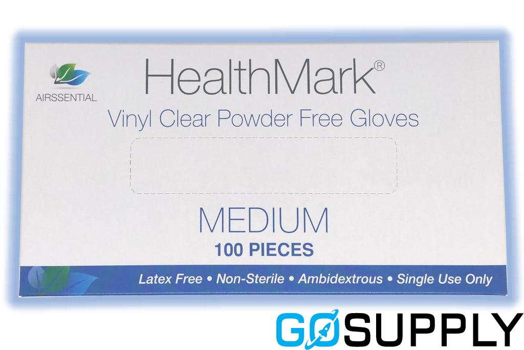 Healthmark Vinyl Clear Powder Free Glove Medium, 100