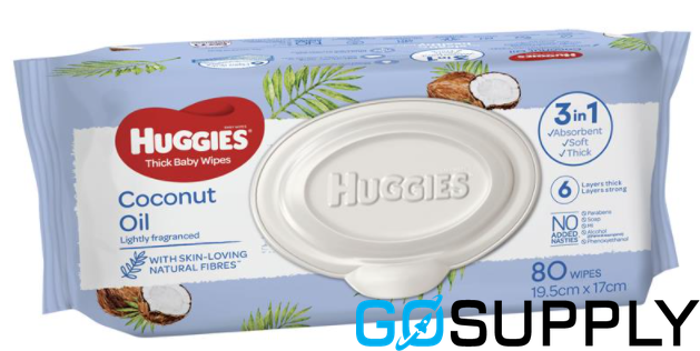 Huggies Wipes Coconut - Pack Size: 3 x 80 Pack Carton: 2