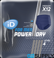 ID FOR MEN PANTS - Size: Medium Capacity: 990ML Waist Size: 80-120CM Absorbency Level: Level 4 - Pack (12 Single)