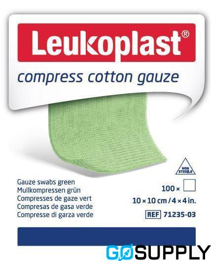 LEUKOPLAST COMP COTTON GAUZE STERILE - Ply: 8PLY Size: 10X10CM Color: GREEN